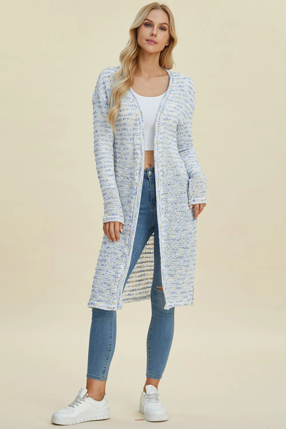 Full Size Open Front Longline Cardigan, image 7