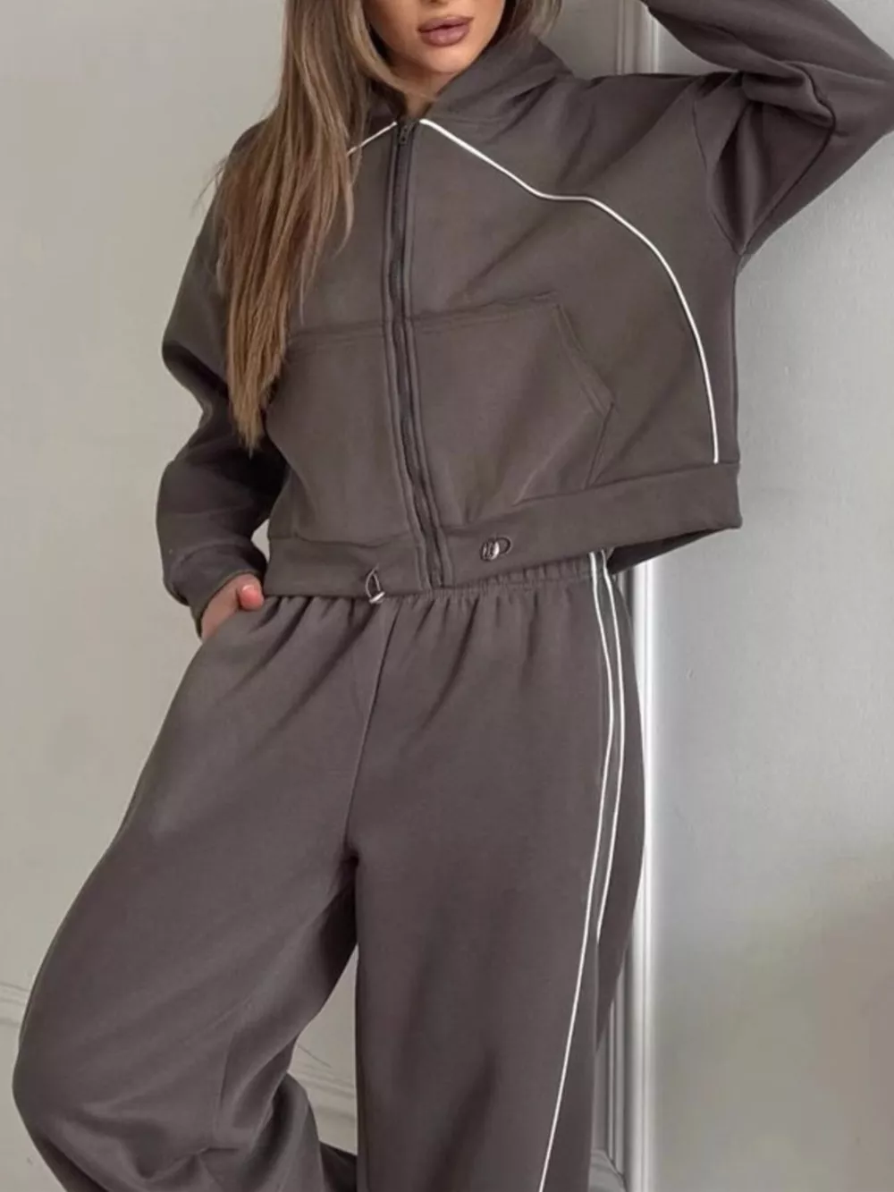 Fleece Zip-Up Hoodie and Joggers Set, image 11