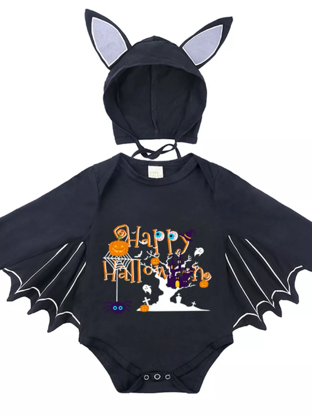 Children's Halloween Bat Bodysuit & Hat Costume Set, image 2