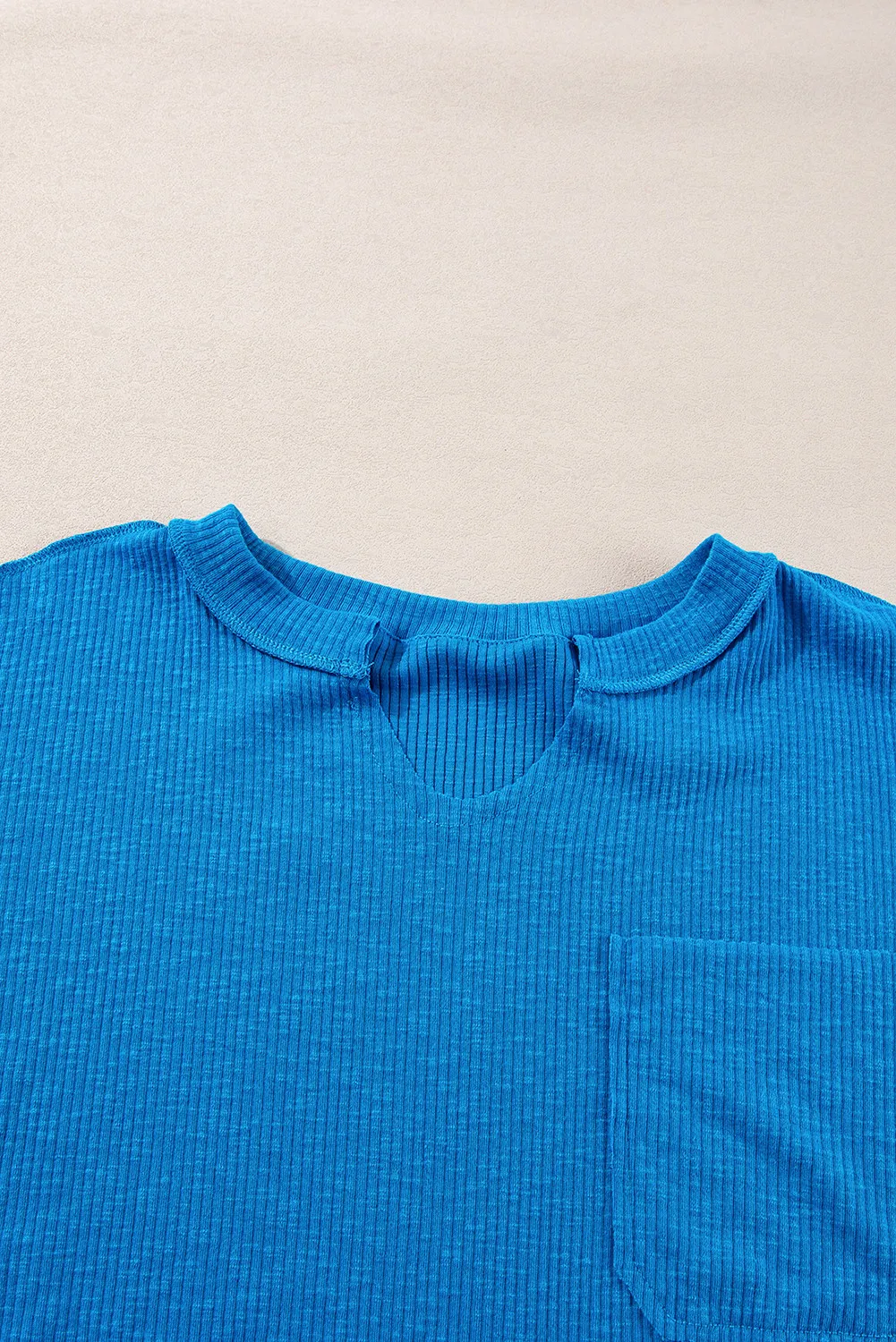 Exposed Seam Notched Long Sleeve Blouse, image 2