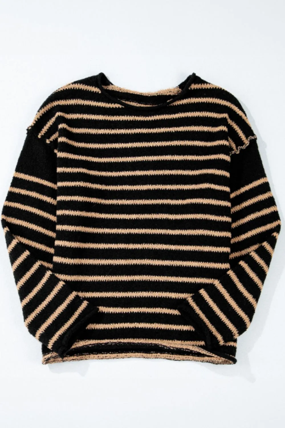 Stripe Drop Shoulder Round Neck Sweater, image 3