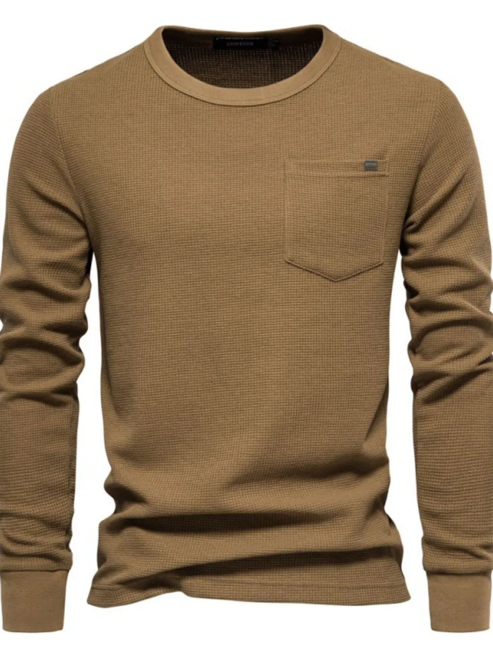 Men's Waffle-Knit Round Neck T-Shirt, image 6