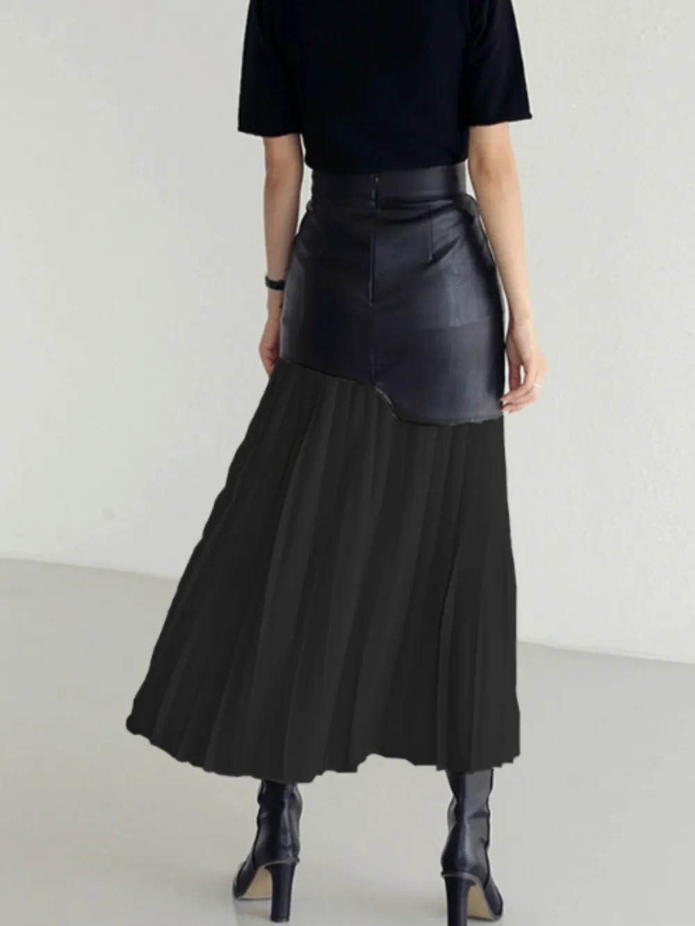 Patchwork Contrast Pleated Skirt, image 3