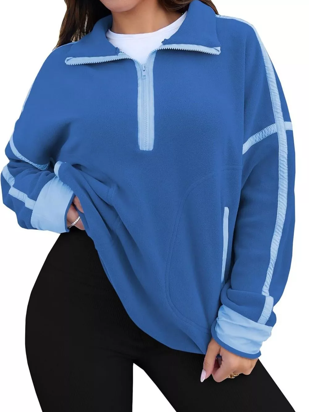 Half Zip Dropped Shoulder Sweatshirt, image 6