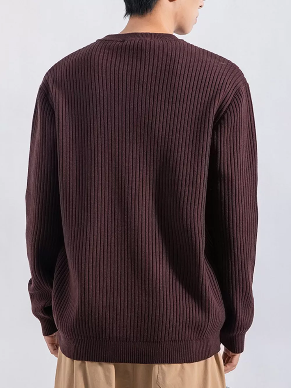 Men's Plus Size Ribbed Button Detail Knit Top, image 4