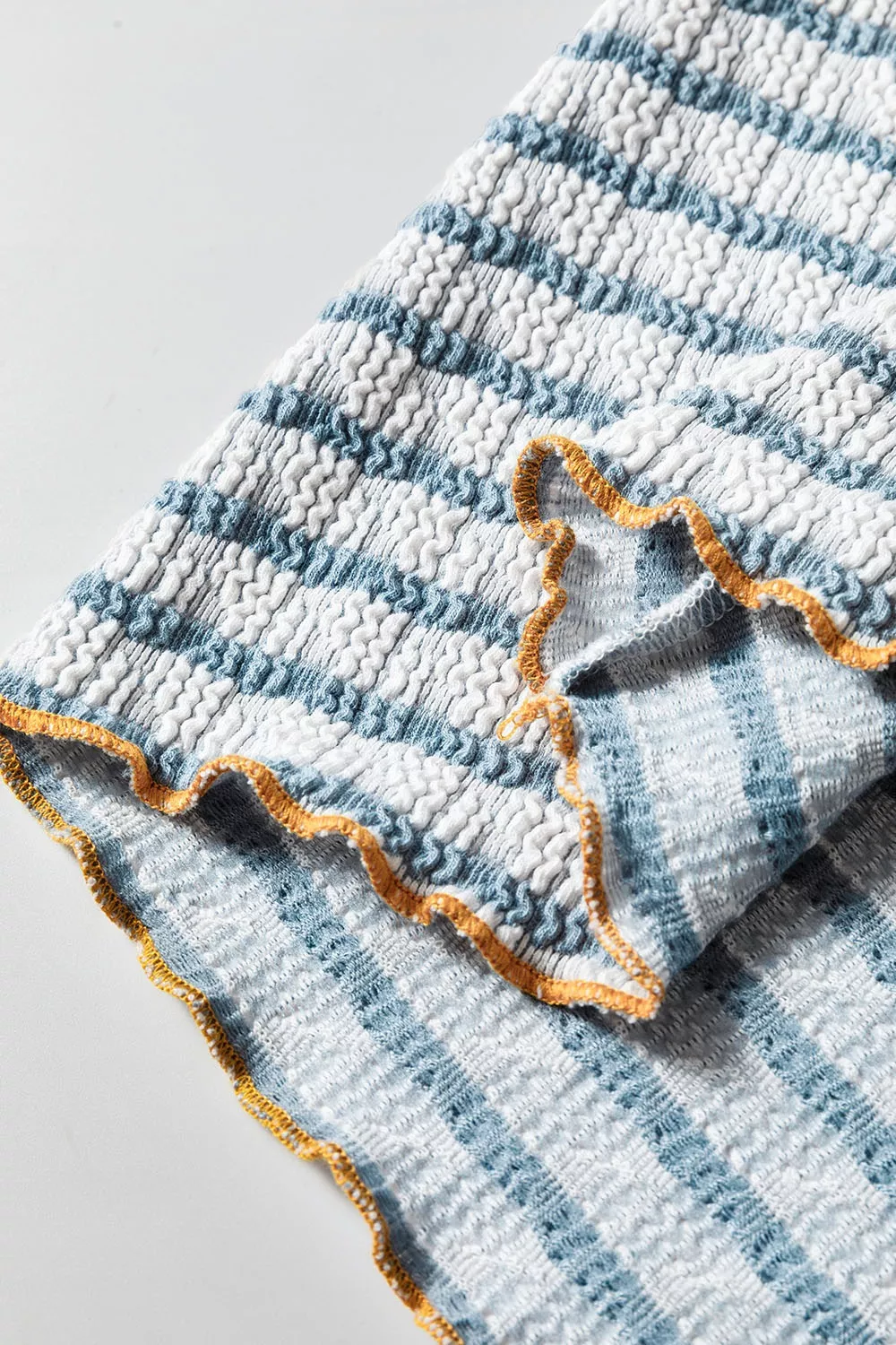 Striped Textured Knit Button Detail Top, image 8