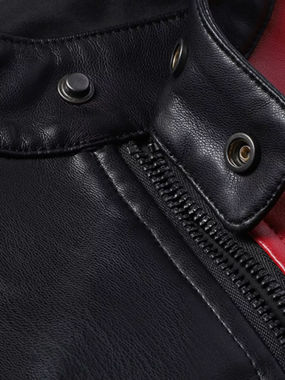 Men's Full Size Color Block Motorcycle Leather Jacket Plus Size, image 4
