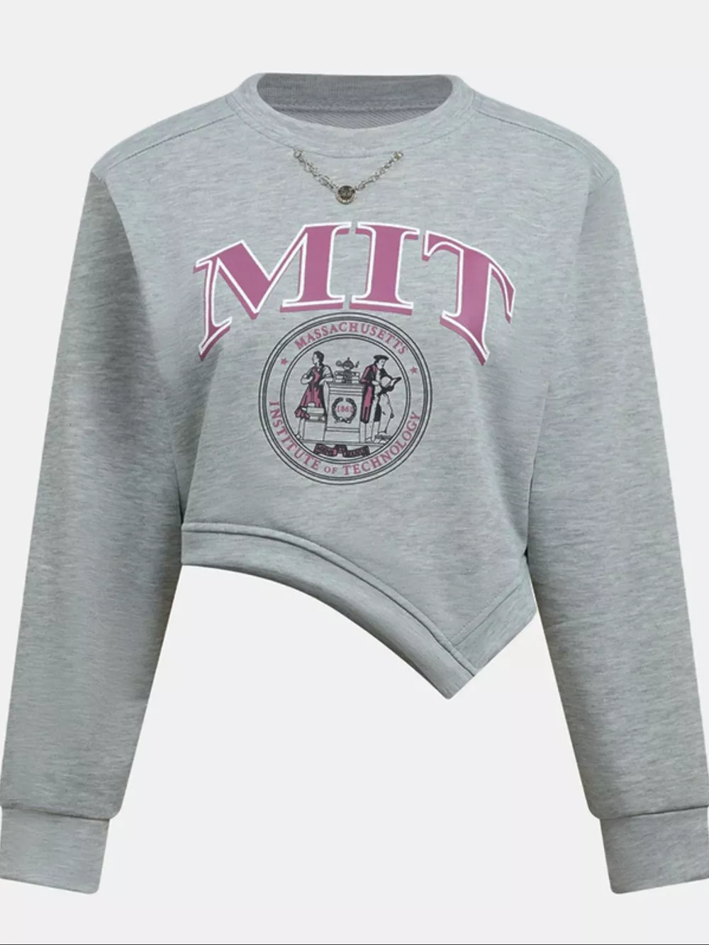 Graphic Round Neck Cropped Sweatshirt, image 2
