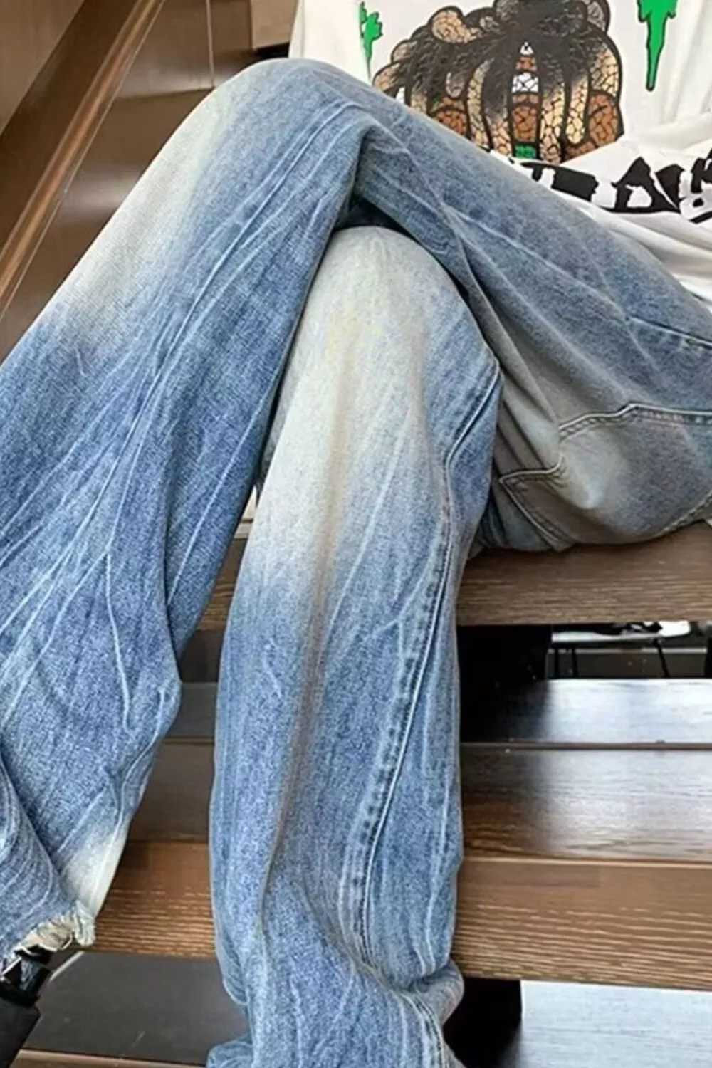 Men's Full Size Vintage Wash Wide Leg Jeans Plus Size, image 2