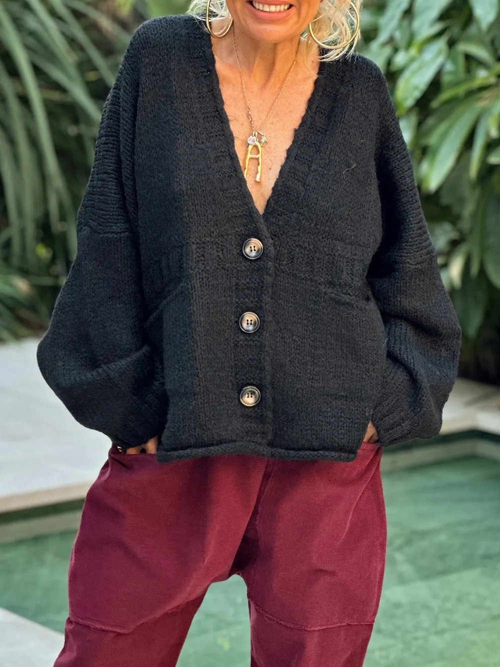 Pocketed V-Neck Button Up Cardigan, image 4