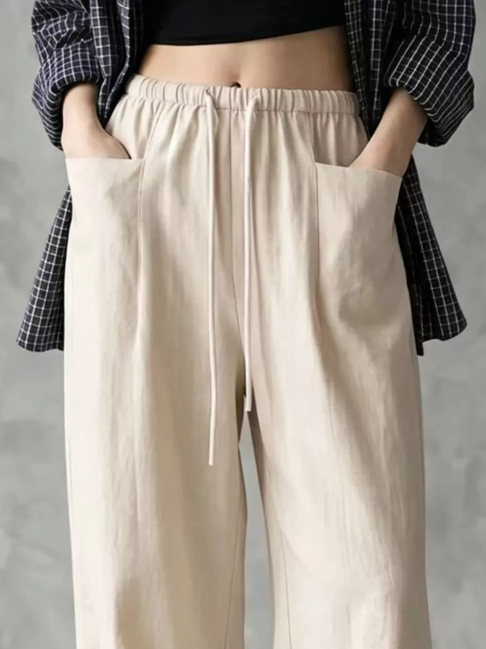 Full Size Drawstring Wide-Leg Casual Pants Plus Size, image 5