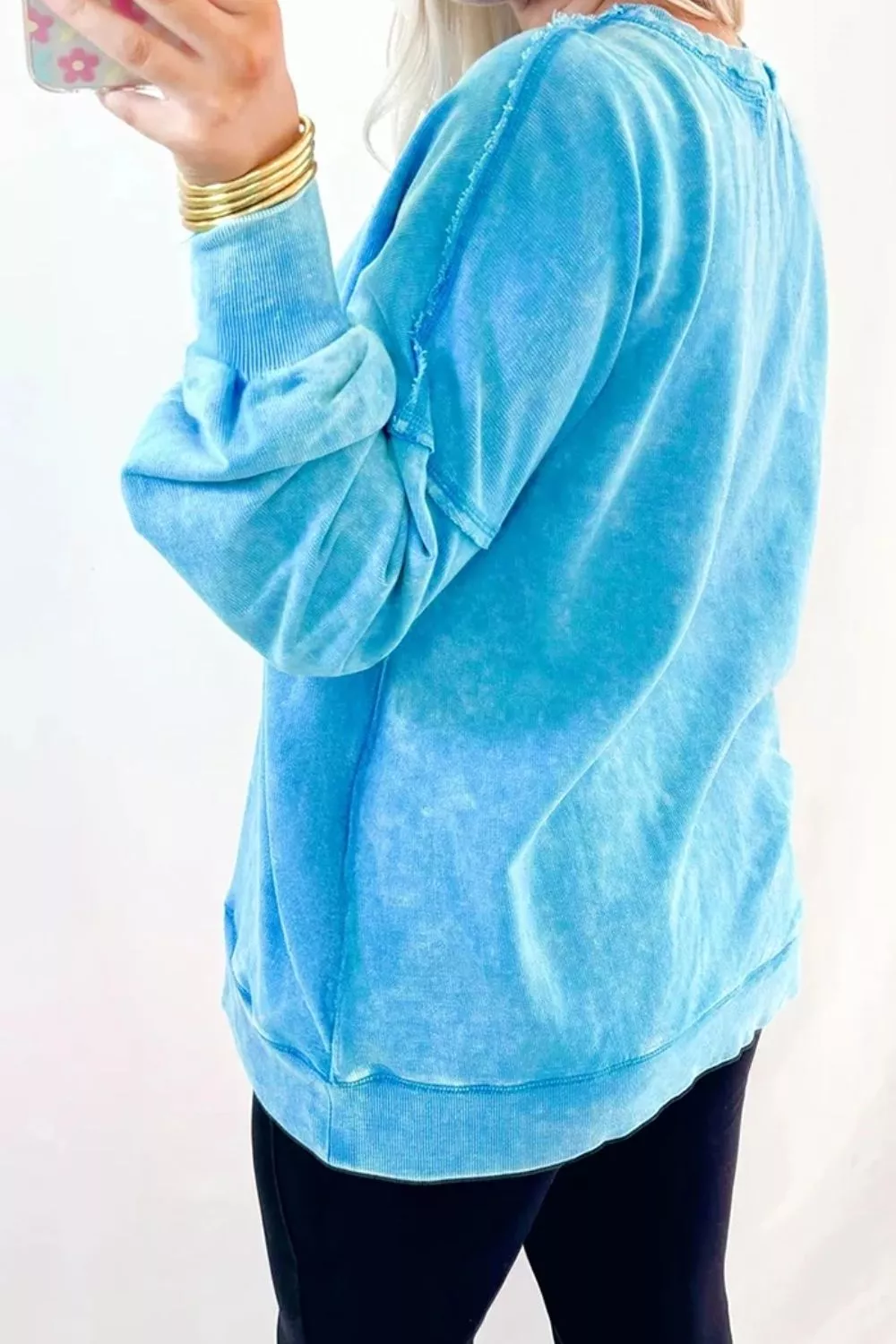 Mineral Wash Oversized Sweatshirt with Chest Pocket, image 2