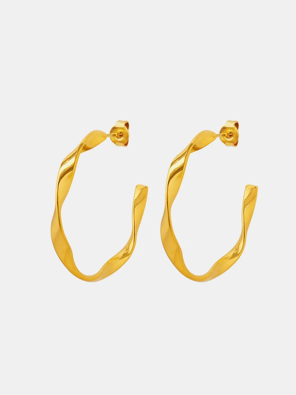 Titanium Steel C-Hoop Earrings, image 3