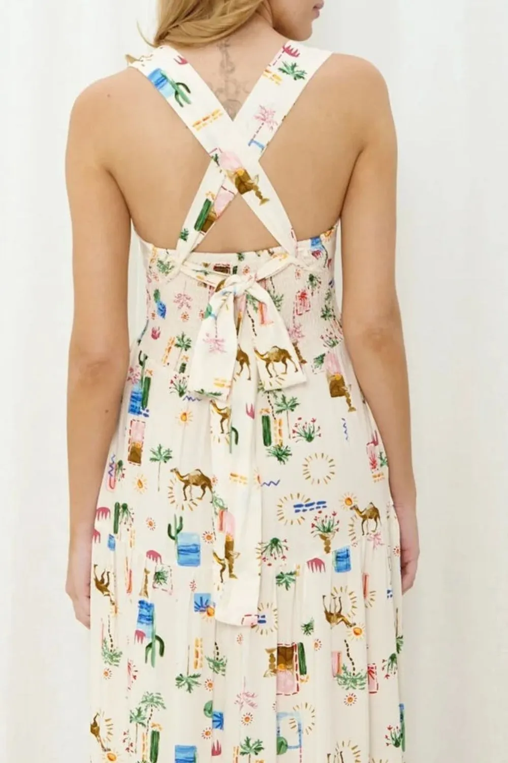 Printed Square Neck Wide Strap Maxi Dress, image 7