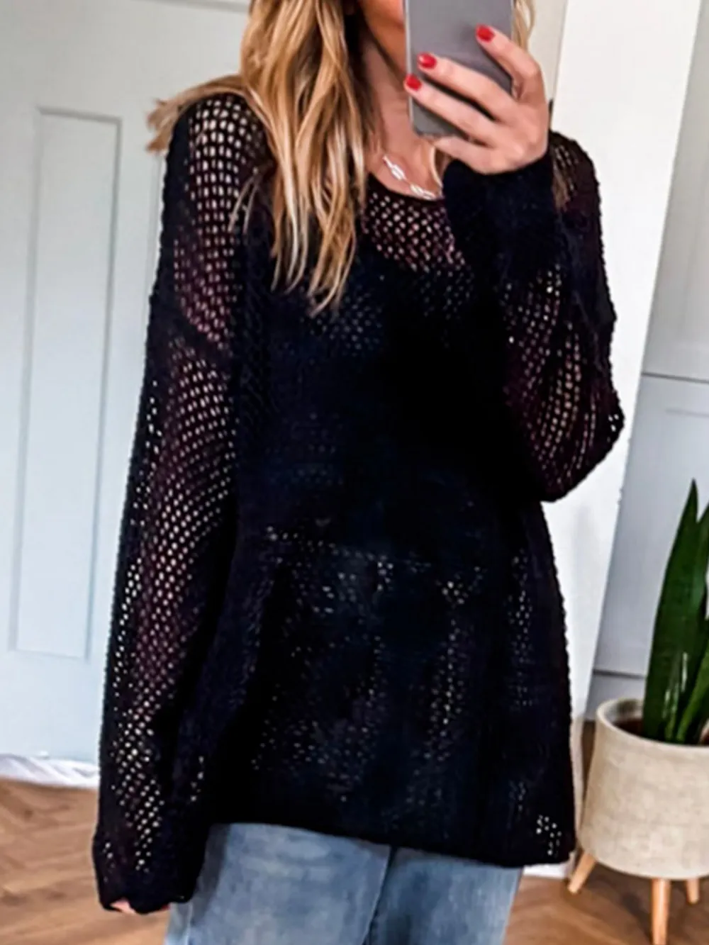 Lightweight Openwork Knit Cover Up, image 3