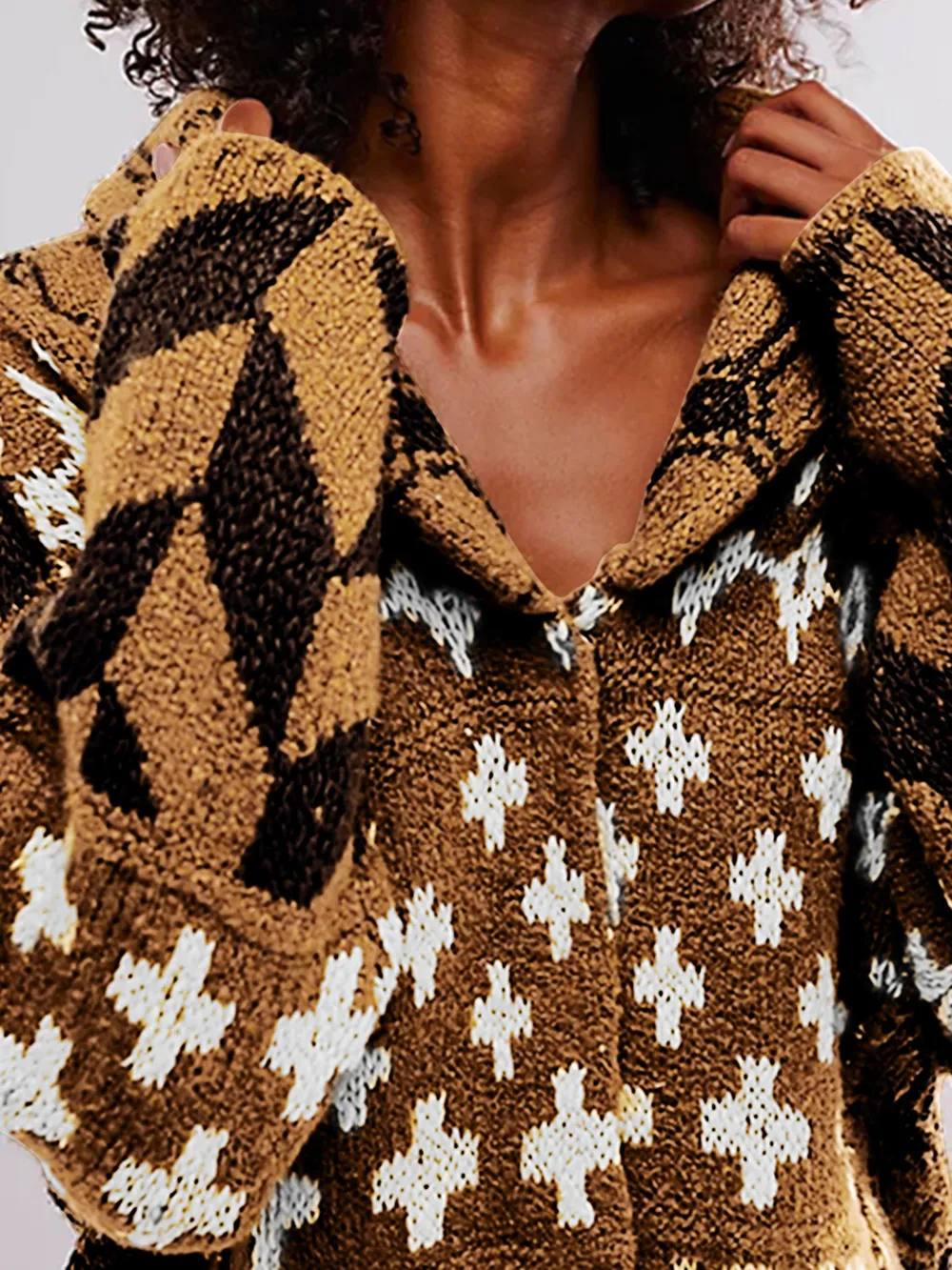Collared Neck Long Sleeve Cardigan, image 5