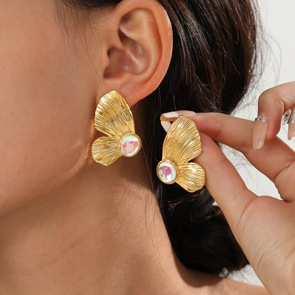 18K Gold-Plated Butterfly Wing Earrings