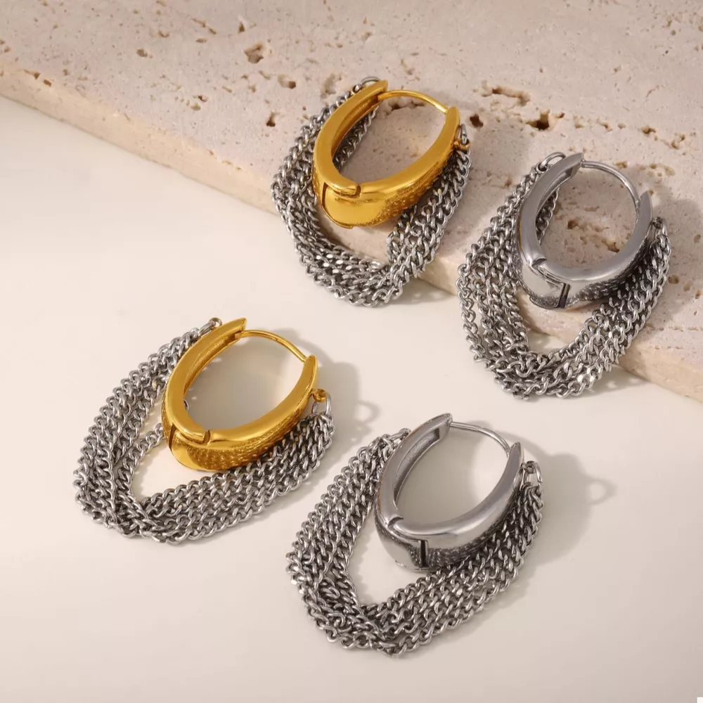 Chunky Chain Hoop Earrings, image 3