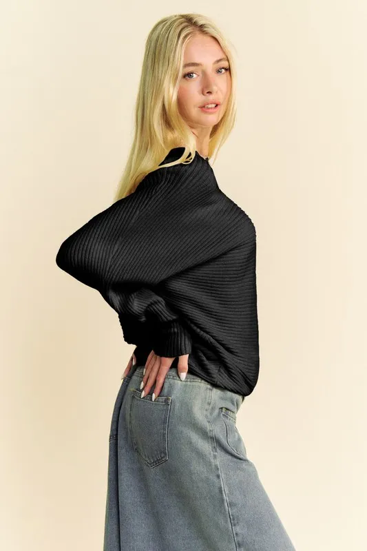 Round Neck Batwing Sleeve Sweater, image 2