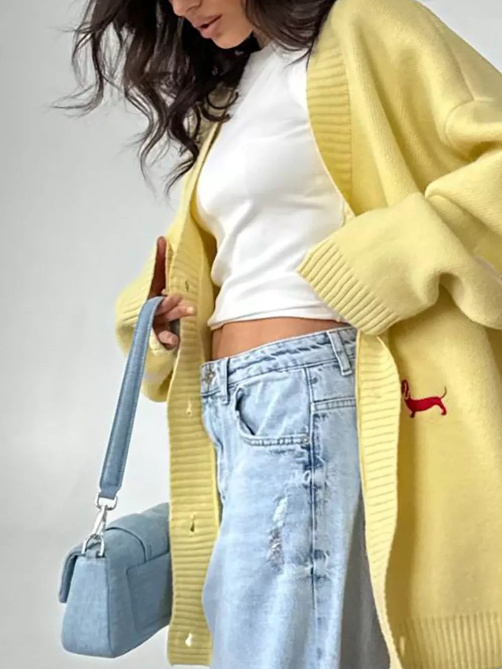 Embroidered Button Up Cardigan, image 2