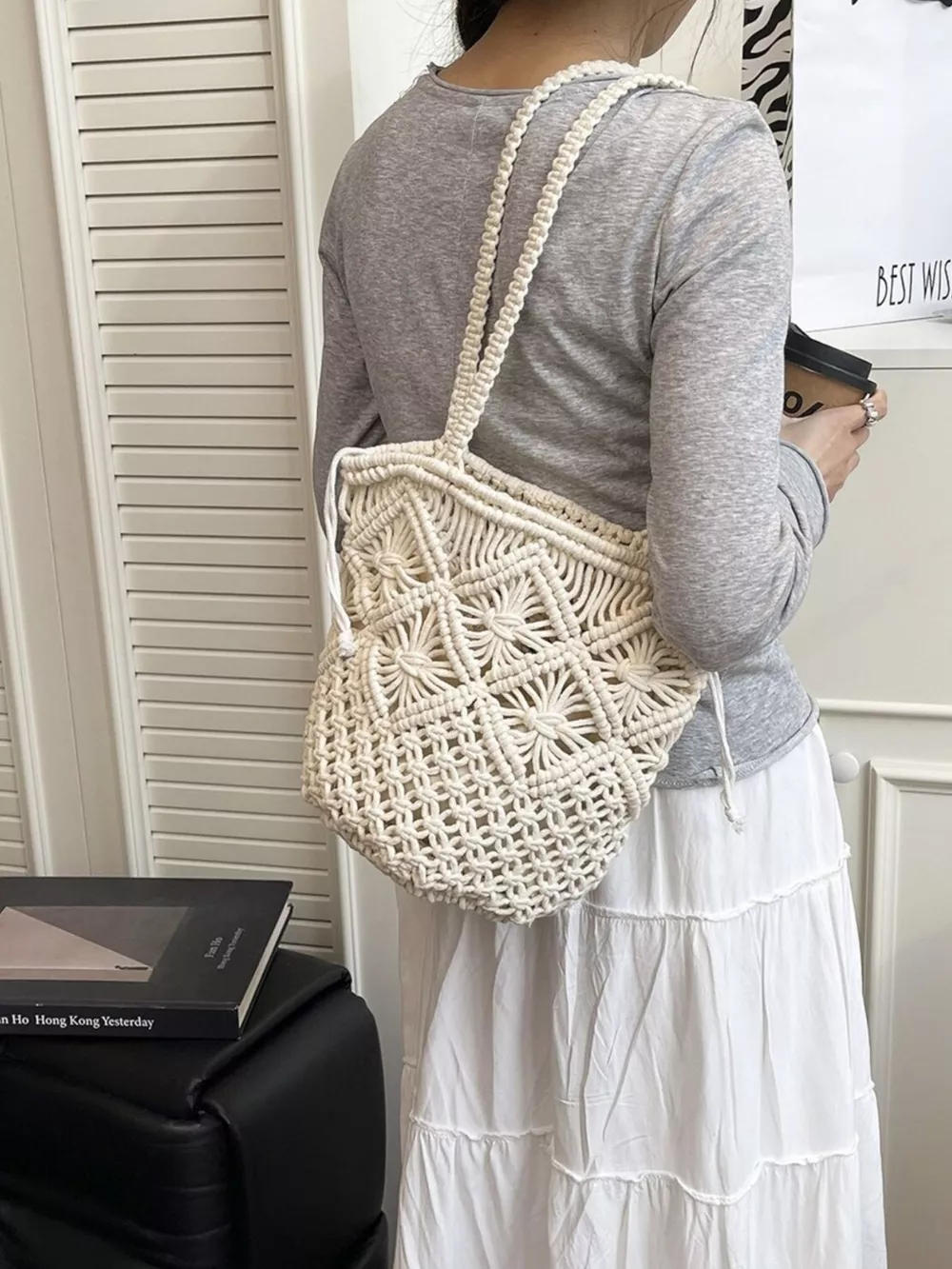 Crochet Bucket Shoulder Bag, image 4