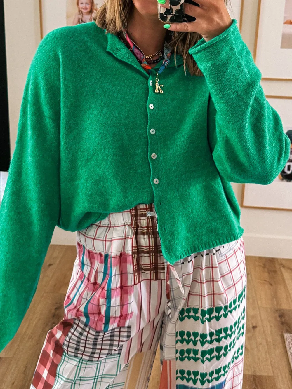 Button-Up Long Sleeve Knit Cardigan, image 2