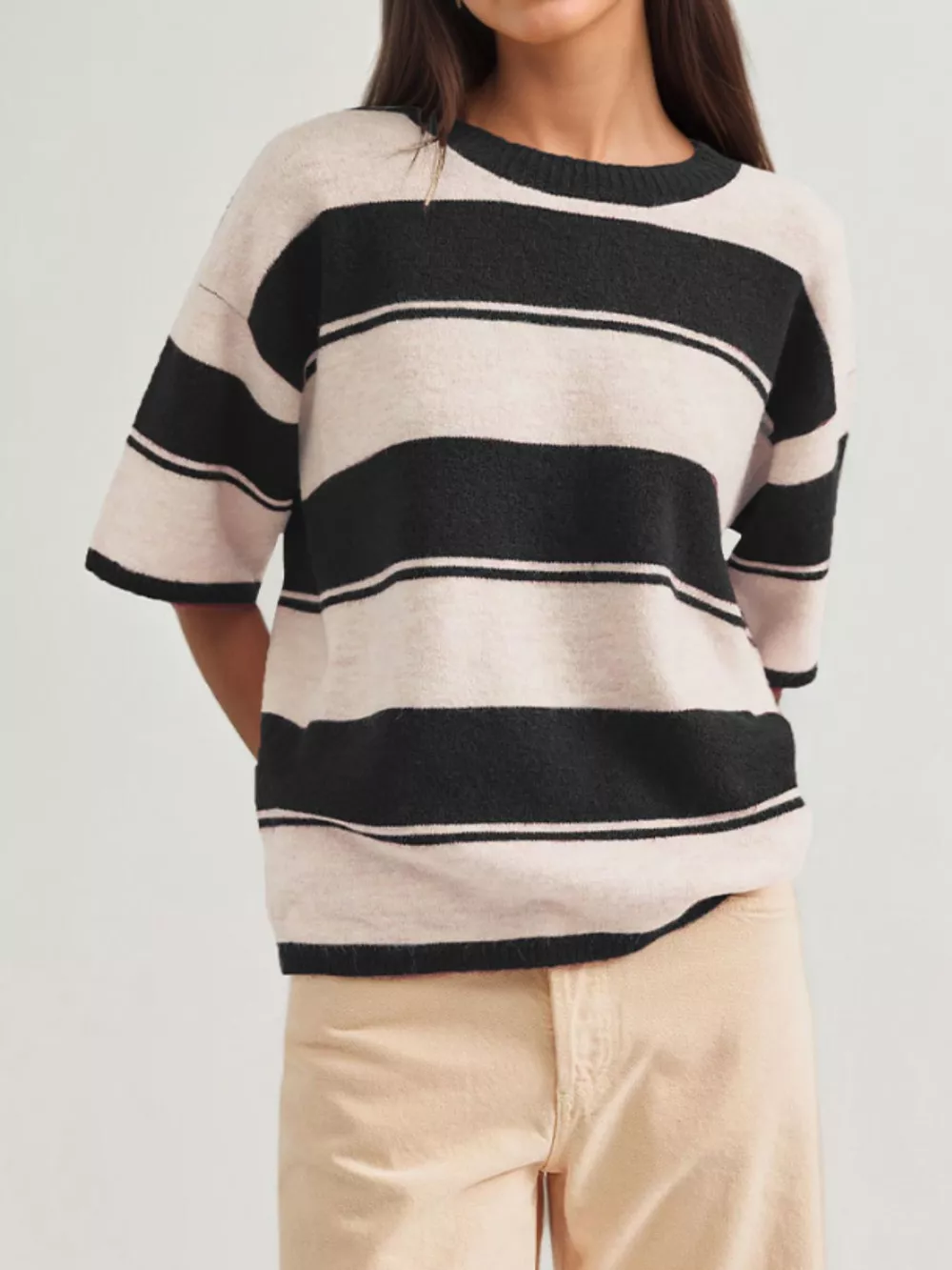 Striped Half Sleeve Sweater, image 9