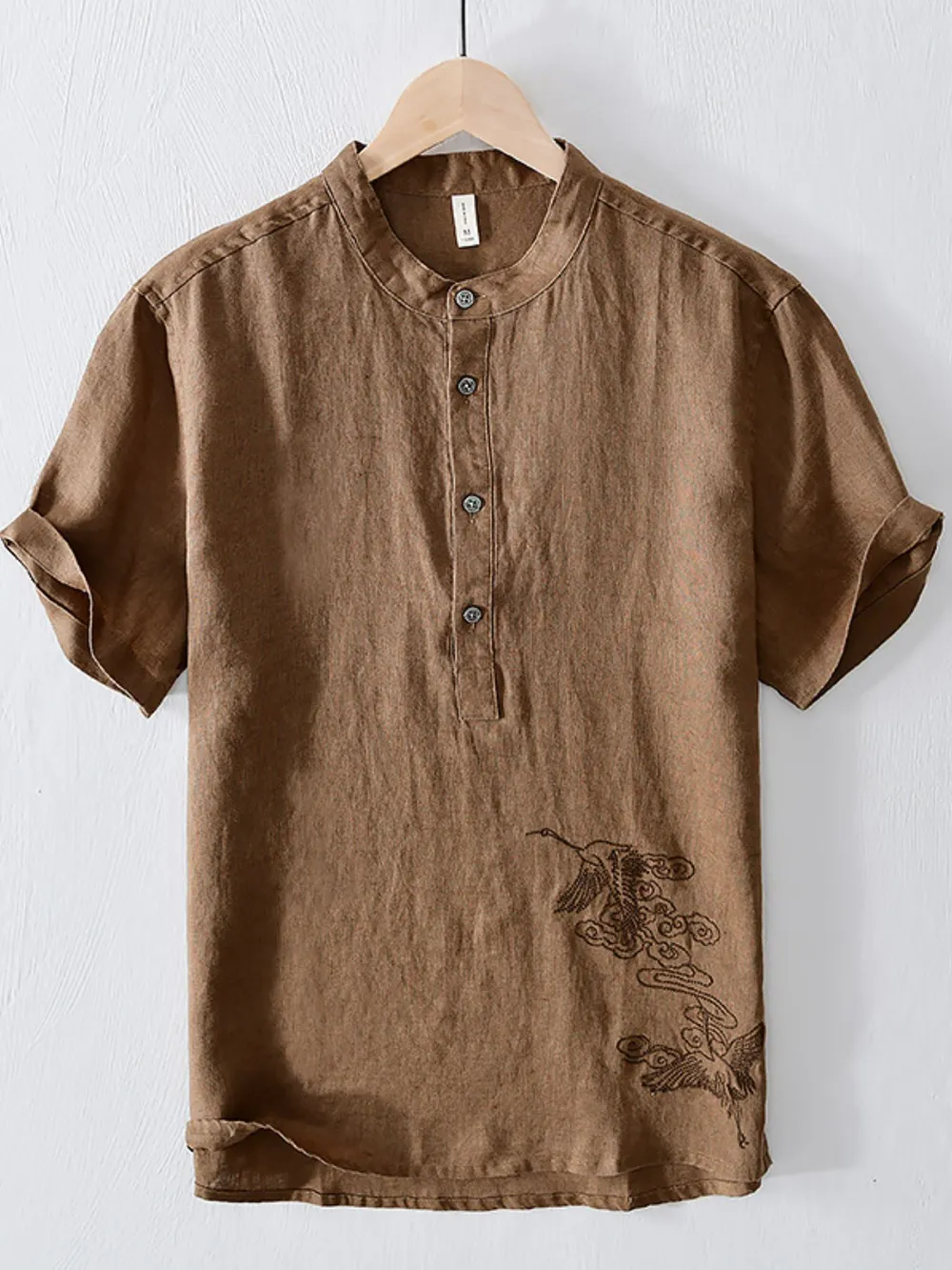 Men's Plus Size Button Detail Short Sleeve Blouse, image 2