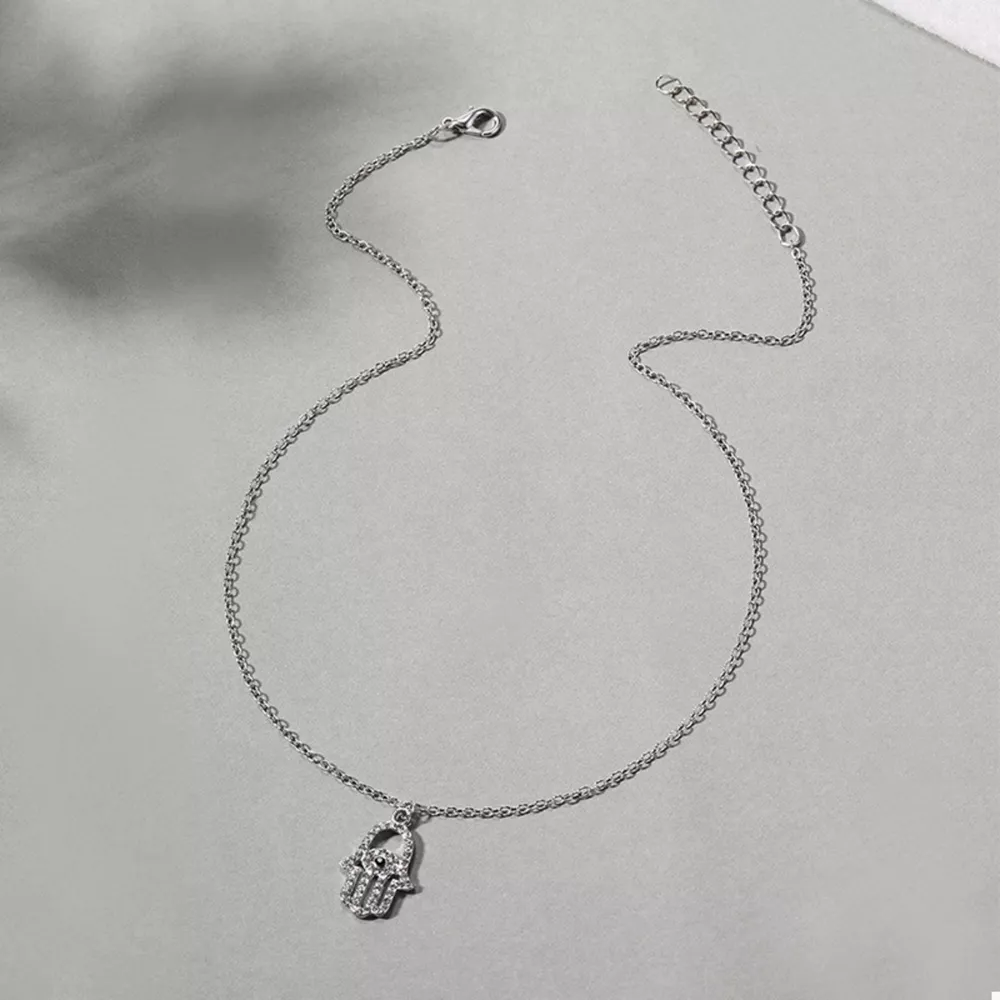 Zinc Alloy Rhinestone Evil Eye Necklace, image 8
