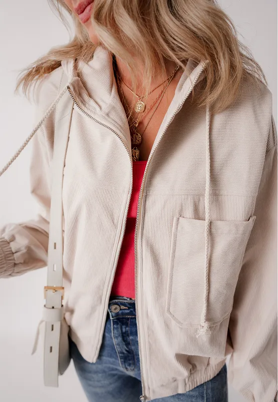 Pocketed Zip Up Long Sleeve Hooded Jacket, image 13