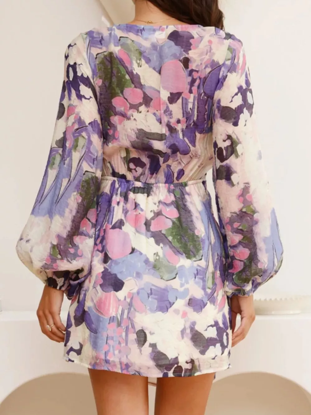 Surplice Long Sleeve Tie Waist Dress, image 3