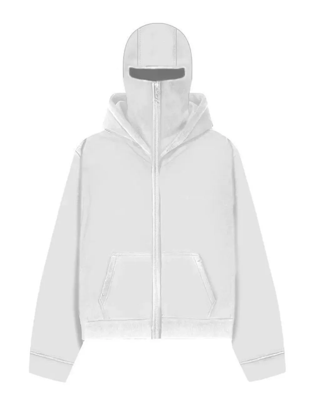 Men's Zip Up Long Sleeve Hoodie with Mask, image 2