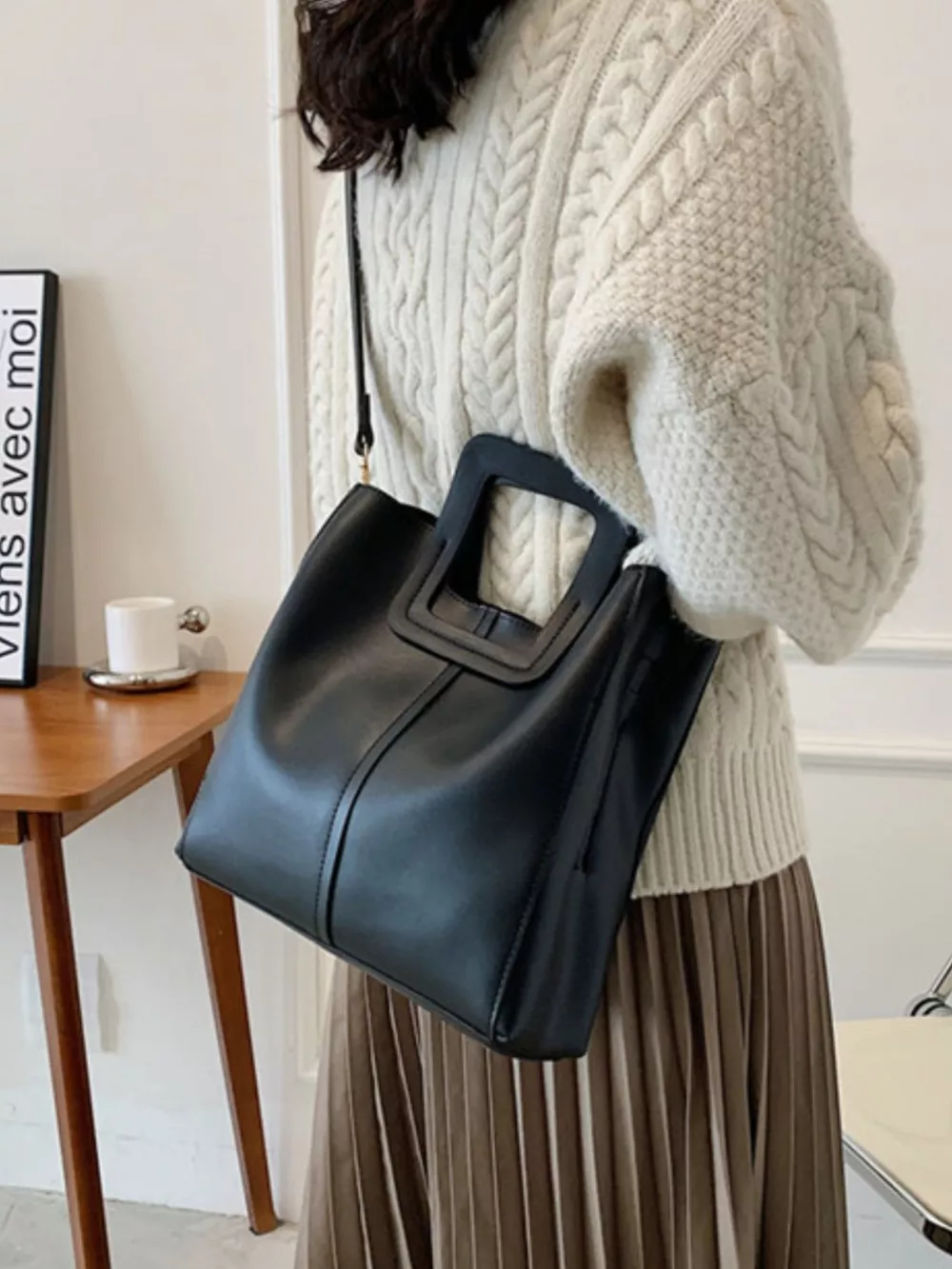 Square Handle PU Leather Crossbody Bag, image 3