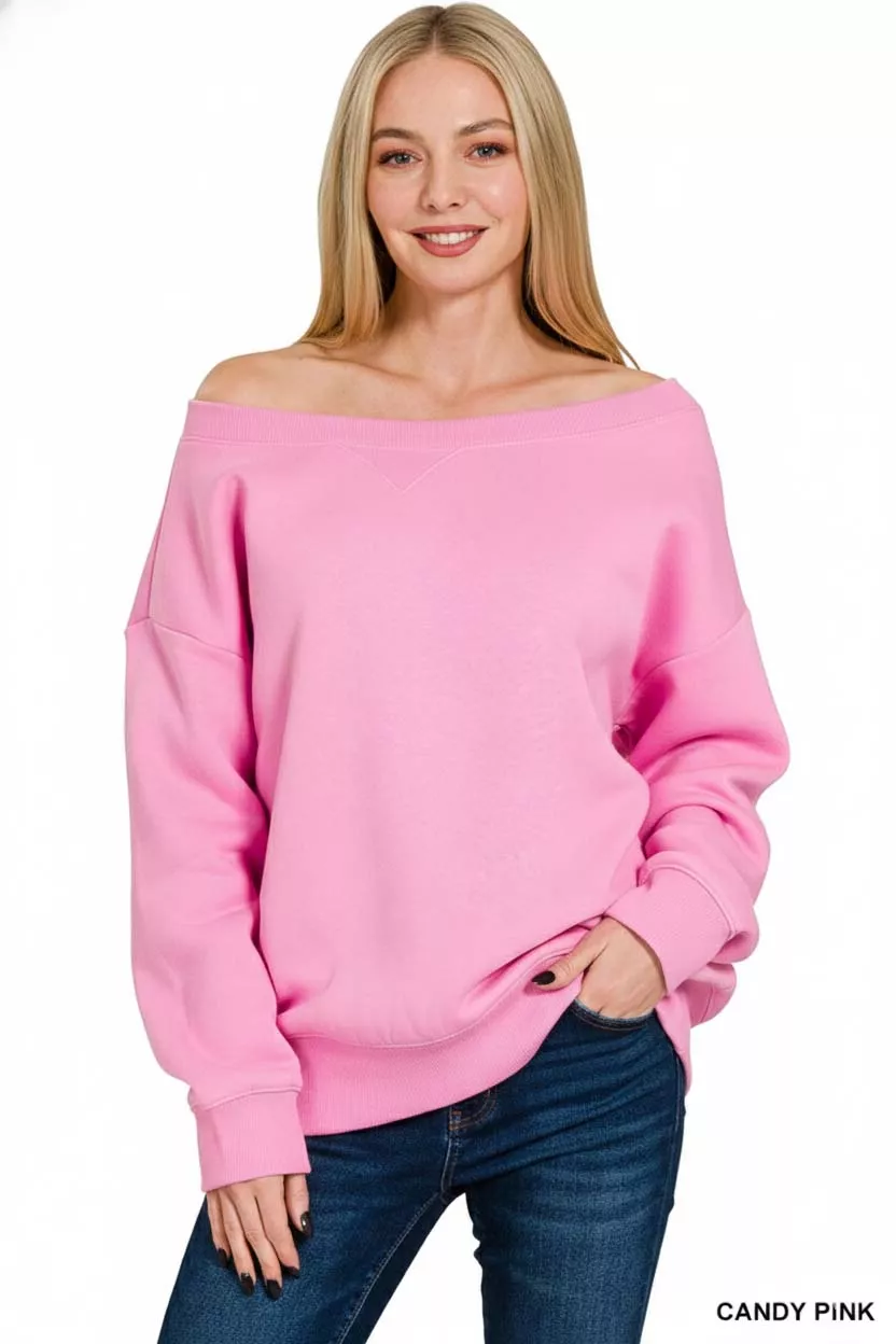 Fleece Boat Neck Sweatshirt, image 3