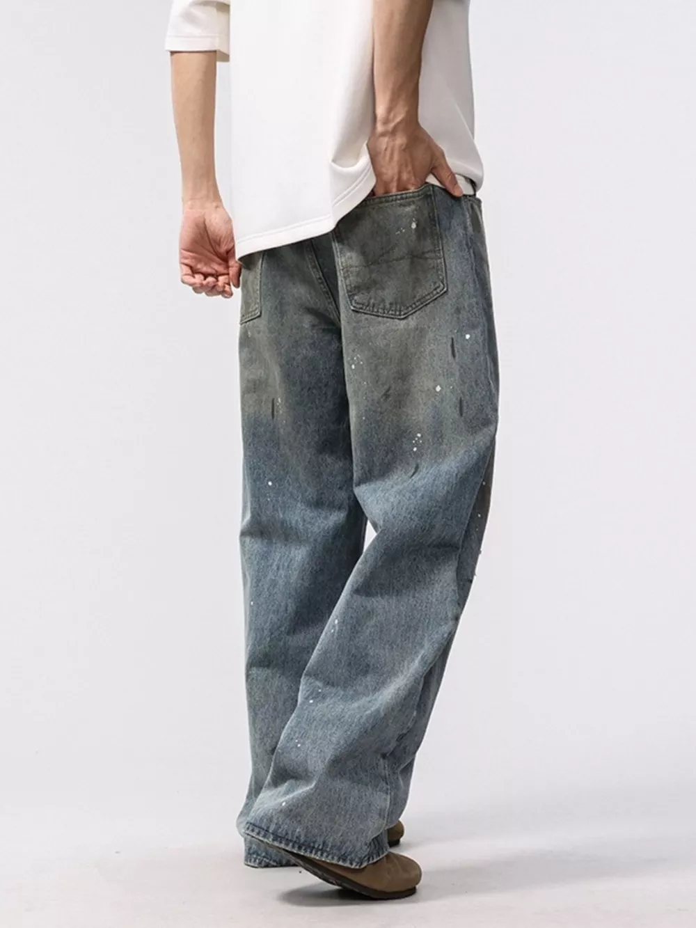 Men's Washed Loose Fit Jeans, image 7