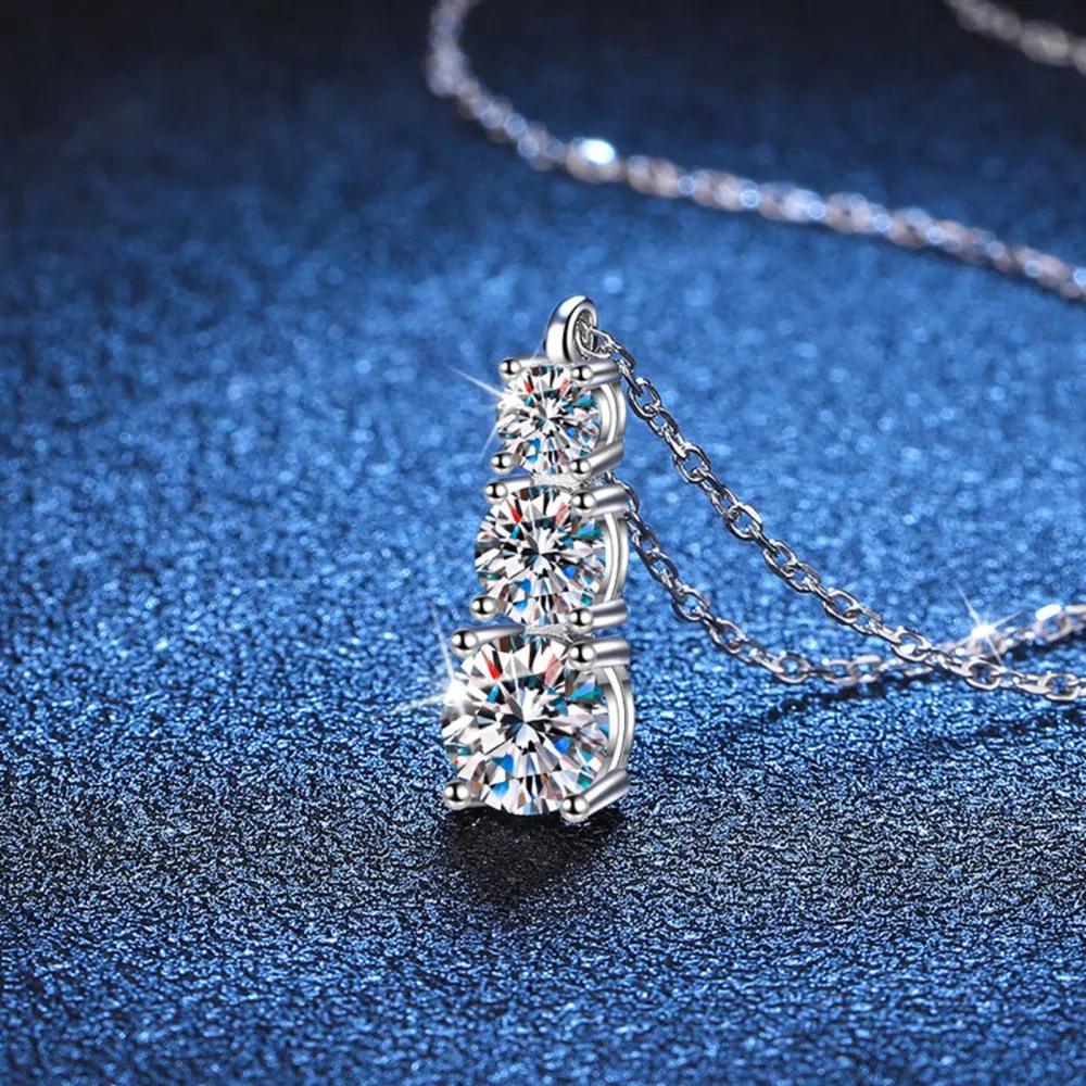 1.8 Carat Moissanite 925 Sterling Silver Pendant Necklace, image 4