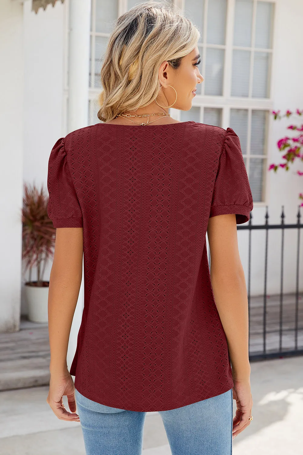 Eyelet Puff Sleeve T-Shirt, image 24