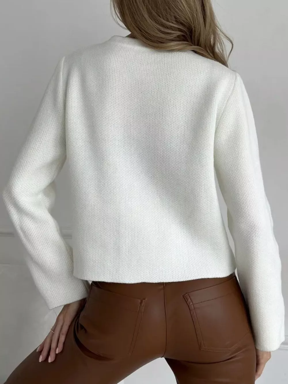 Crew-Neck Button Down Cardigan, image 11