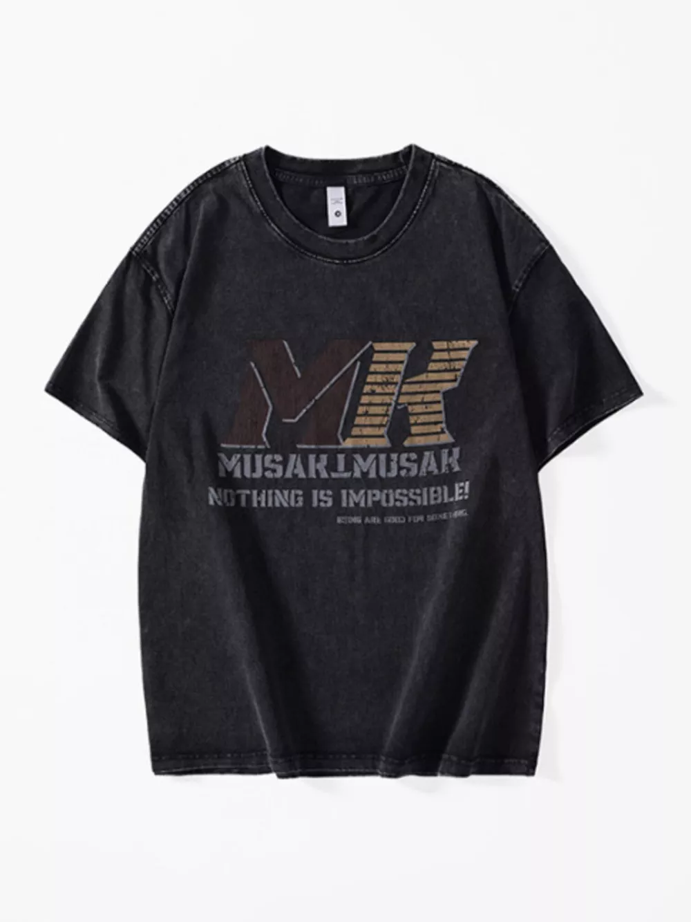 Men's Plus Size Letter Round Neck Short Sleeve T-Shirt
