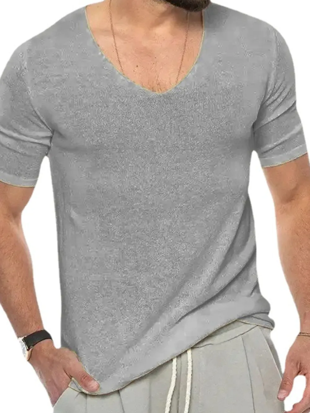 Men's V-Neck Short Sleeve T-Shirt, image 3