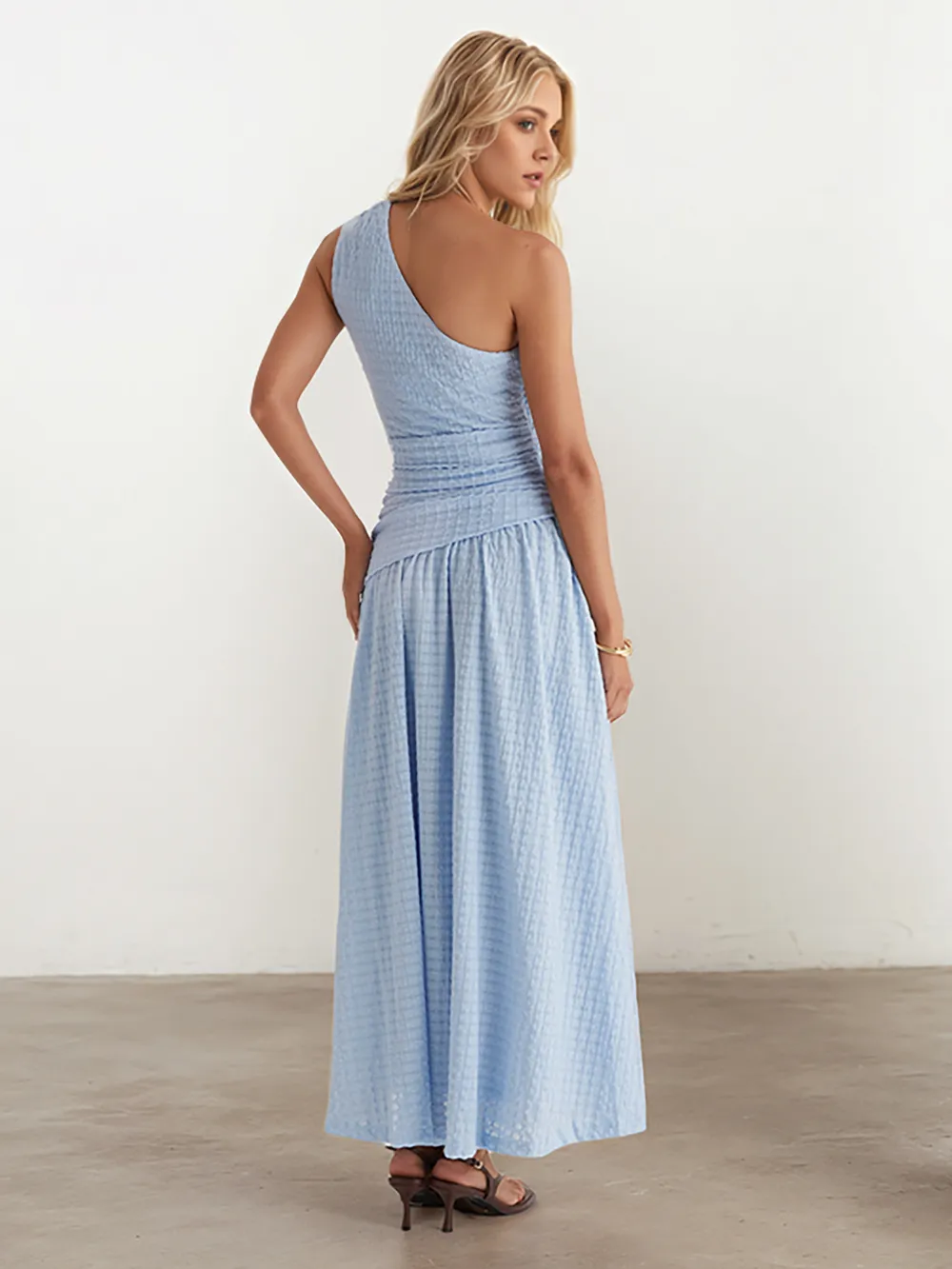 Textured Single Shoulder Dress, image 2