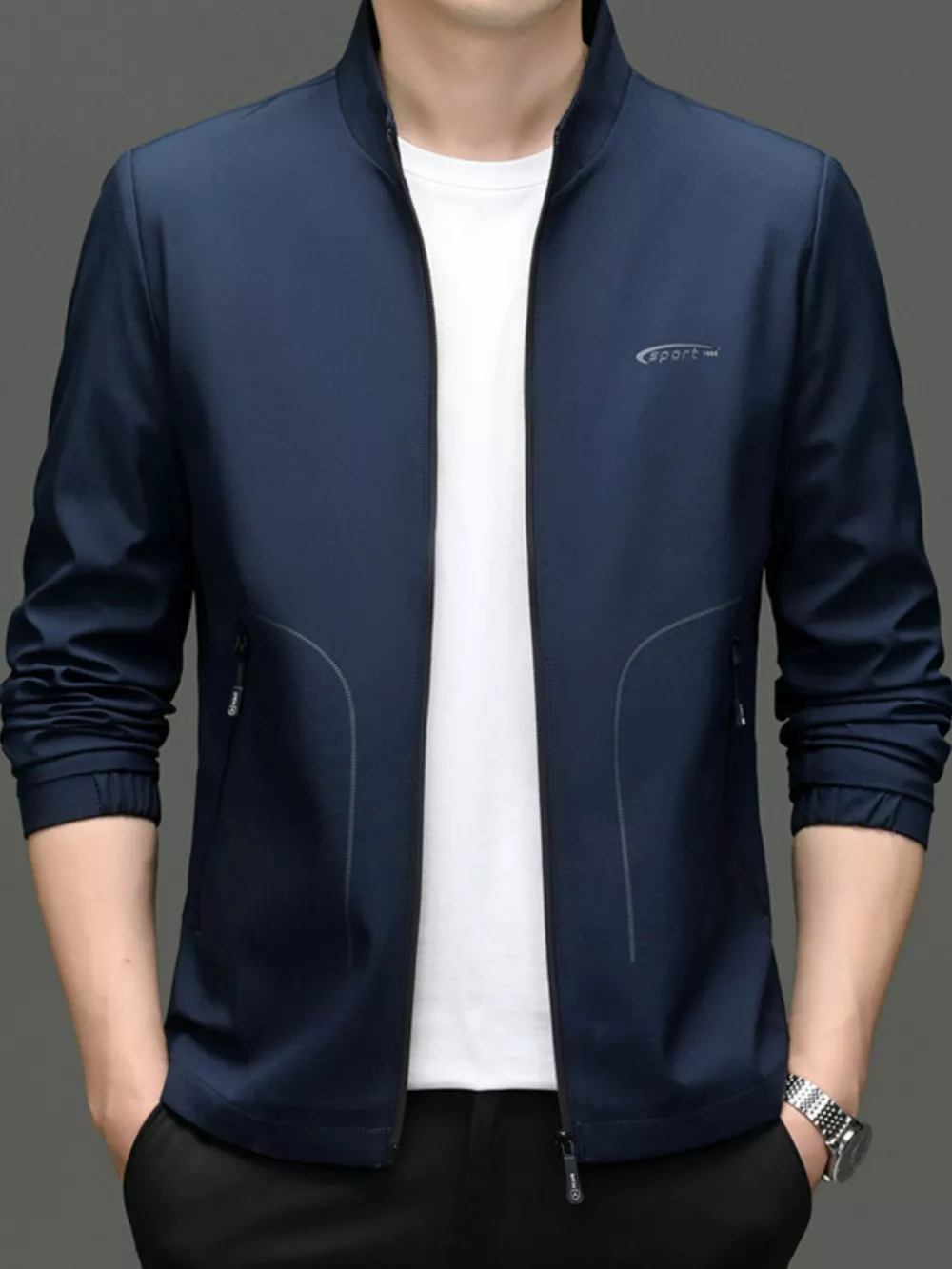 Men's Zip Up Long Sleeve Jacket, image 2