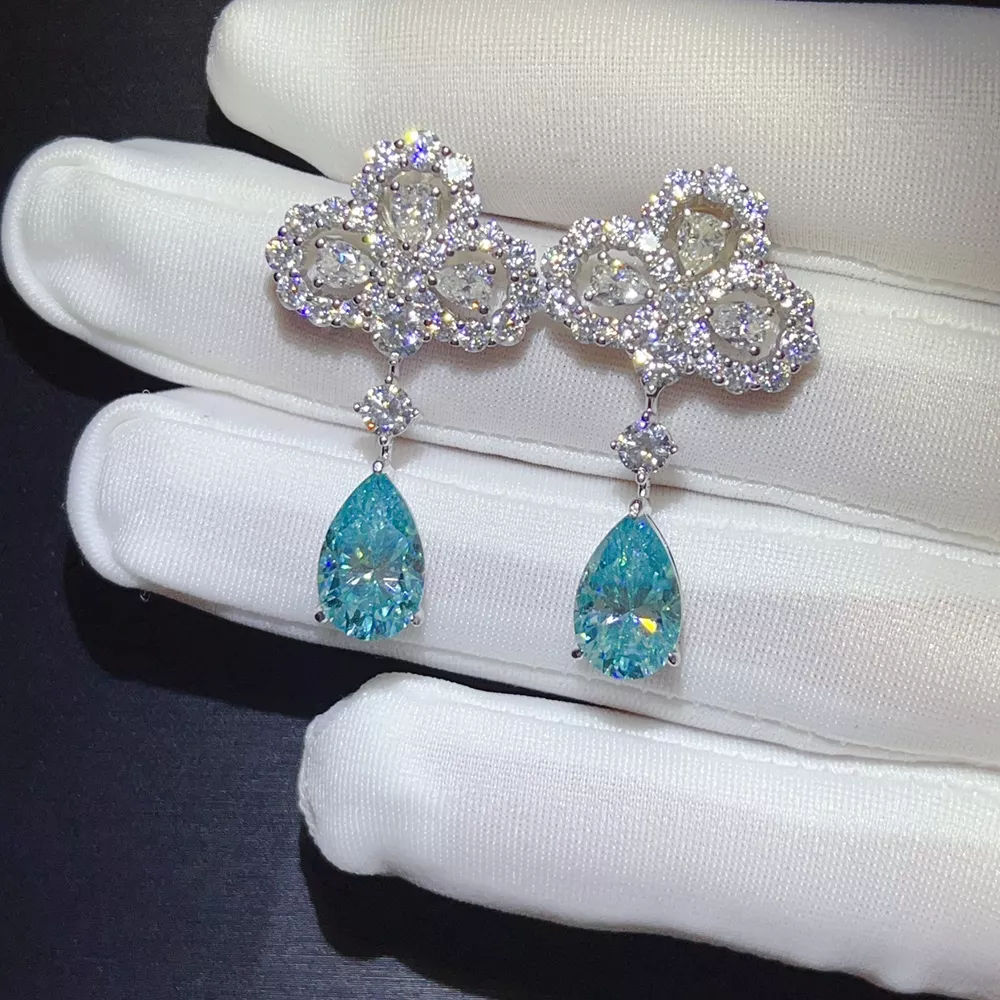 6 Carat 925 Sterling Silver Moissanite Drop Earrings