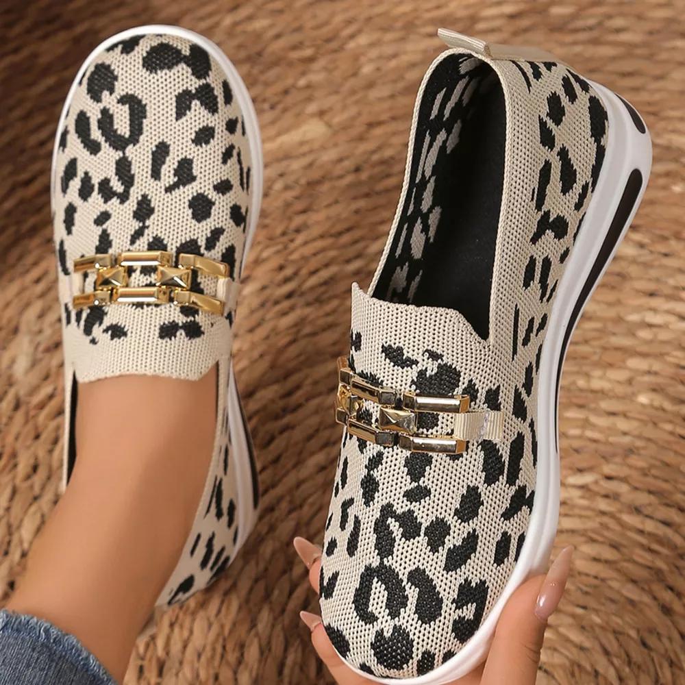 Leopard Round Toe Slip-Ons, image 3