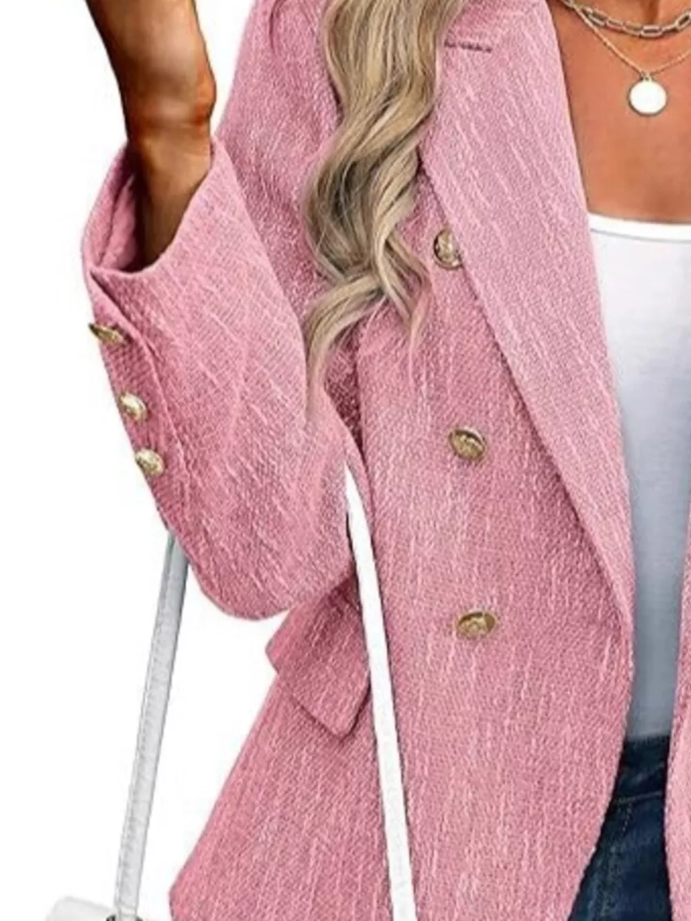 Double-Breasted Lapel Collar Blazer, image 3
