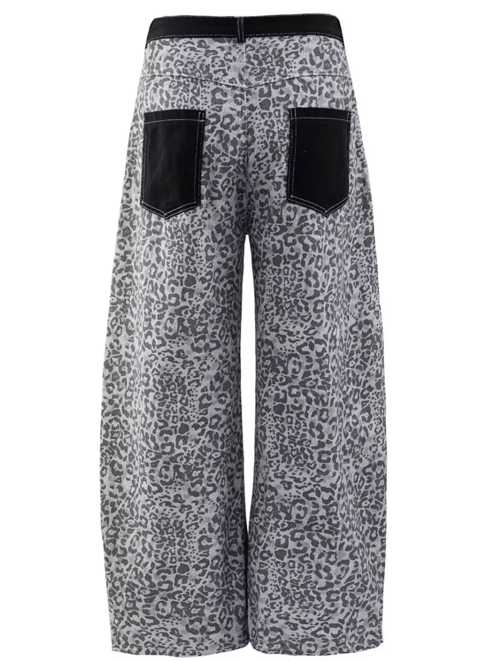 Men's Full Size Contrast Pockets Leopard Print Wide-Leg Jeans Plus Size, image 2