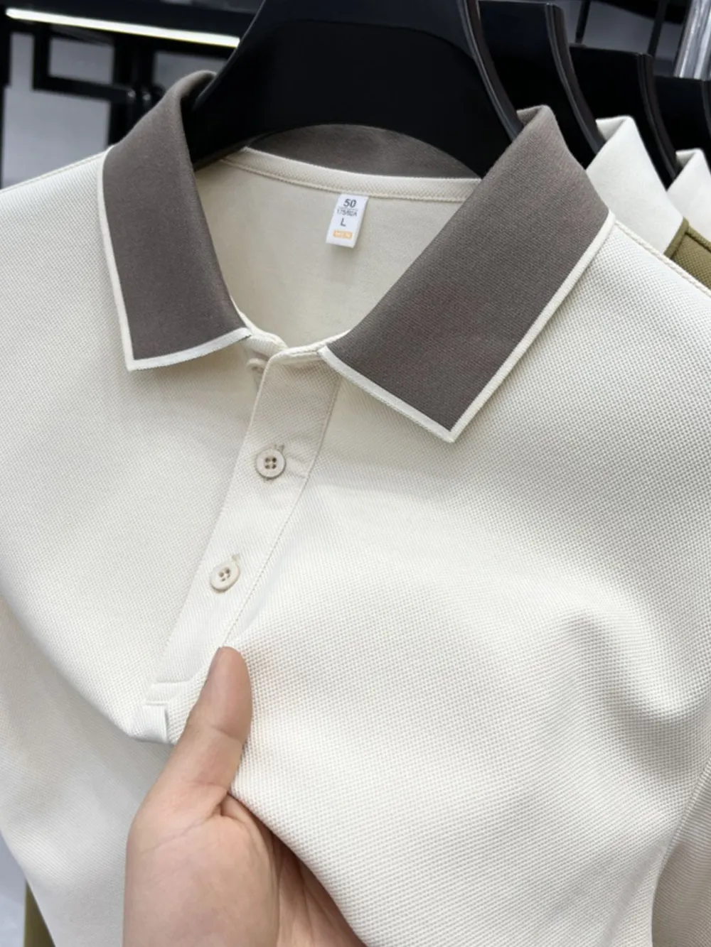 Men's Plus Size Contrast Collar Short Sleeve Polo, image 2