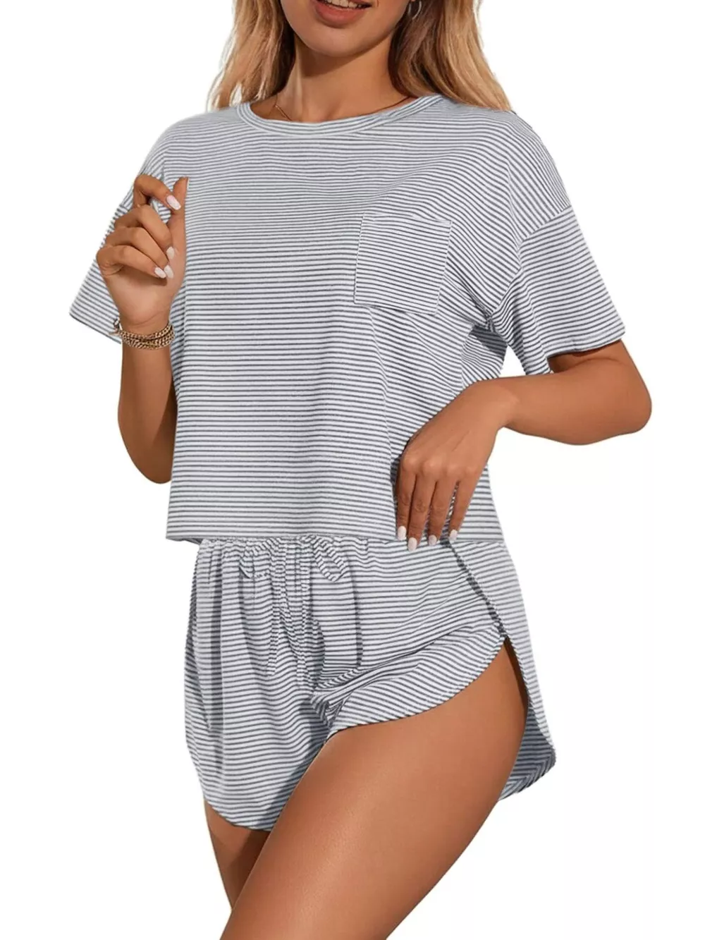 Printed Round Neck Tee and Shorts Set, image 12