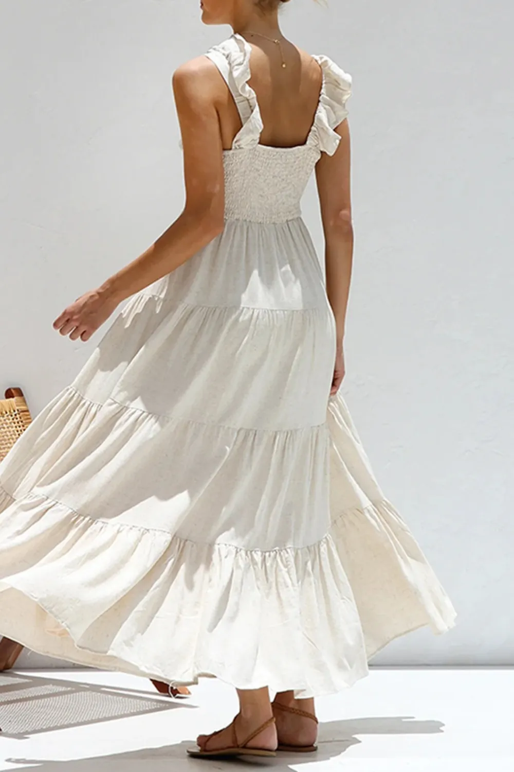 Ruffled V-Neck Tiered Dress, image 4