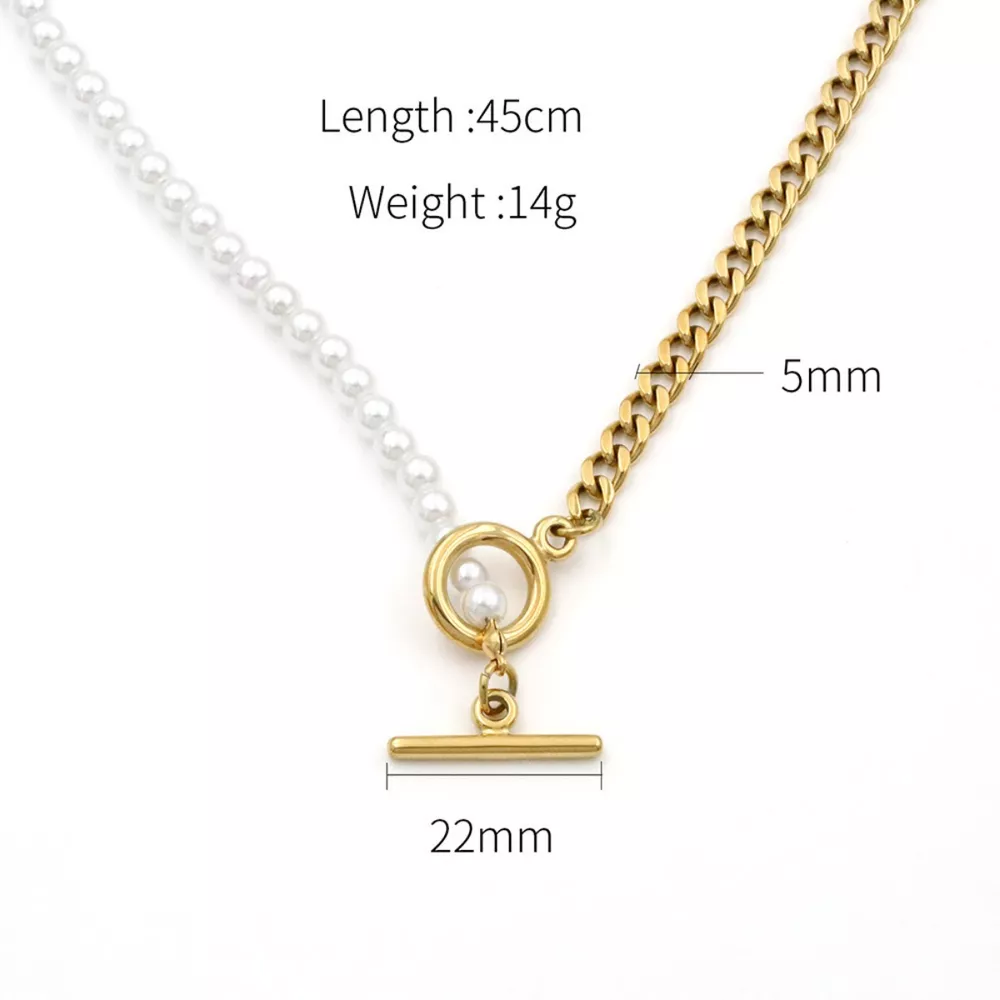 18K Gold-Plated Pearl Toggle Necklace, image 2